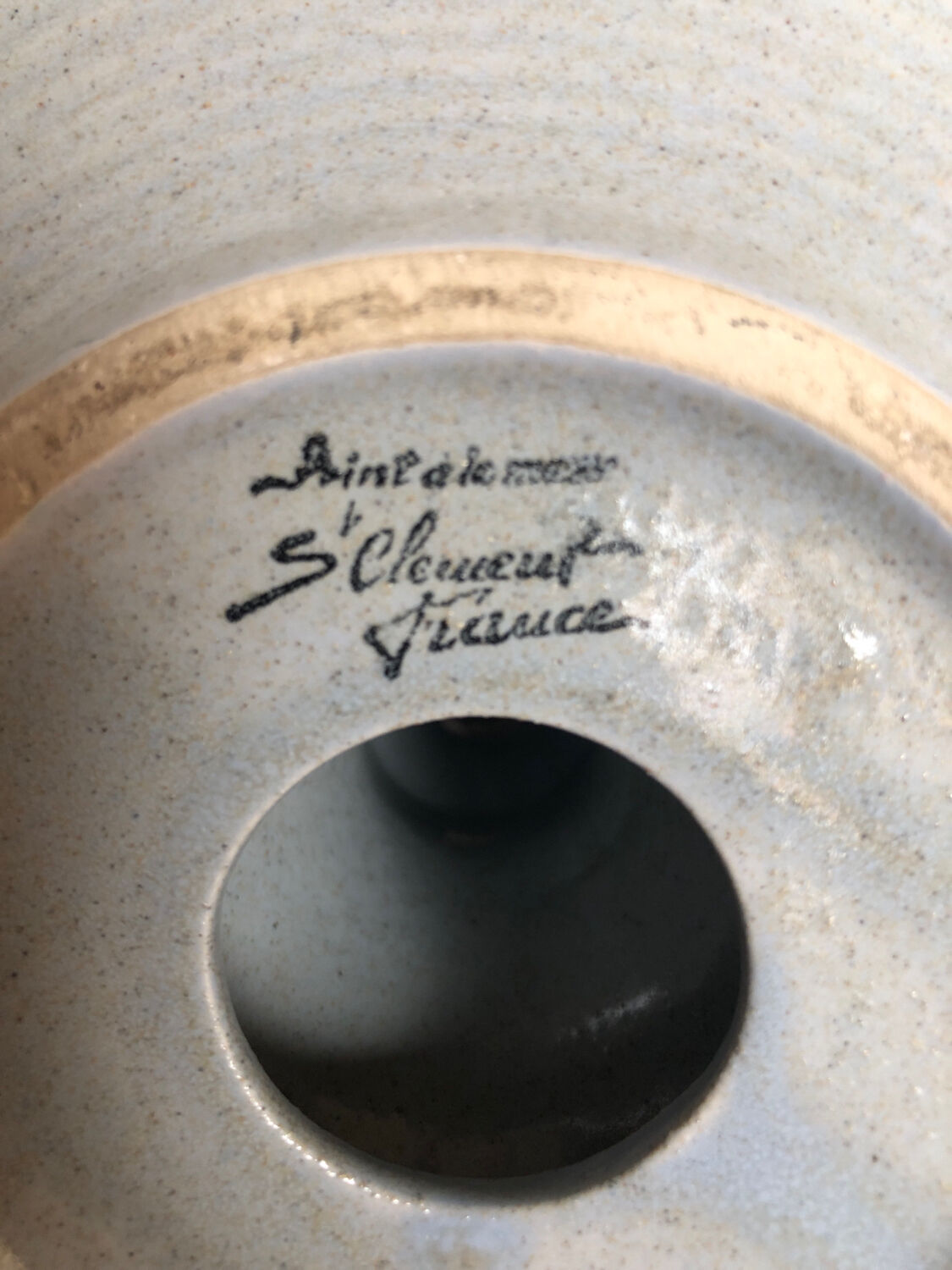 Old pair of hand candlesticks st clément céramique bleue france #a266