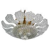 Lovely transparent Murano glass leaf ceiling light or chandelier, 1970s