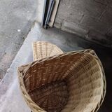 White rattan laundry basket