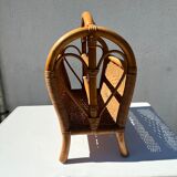 Wicker and bamboo magazine holder