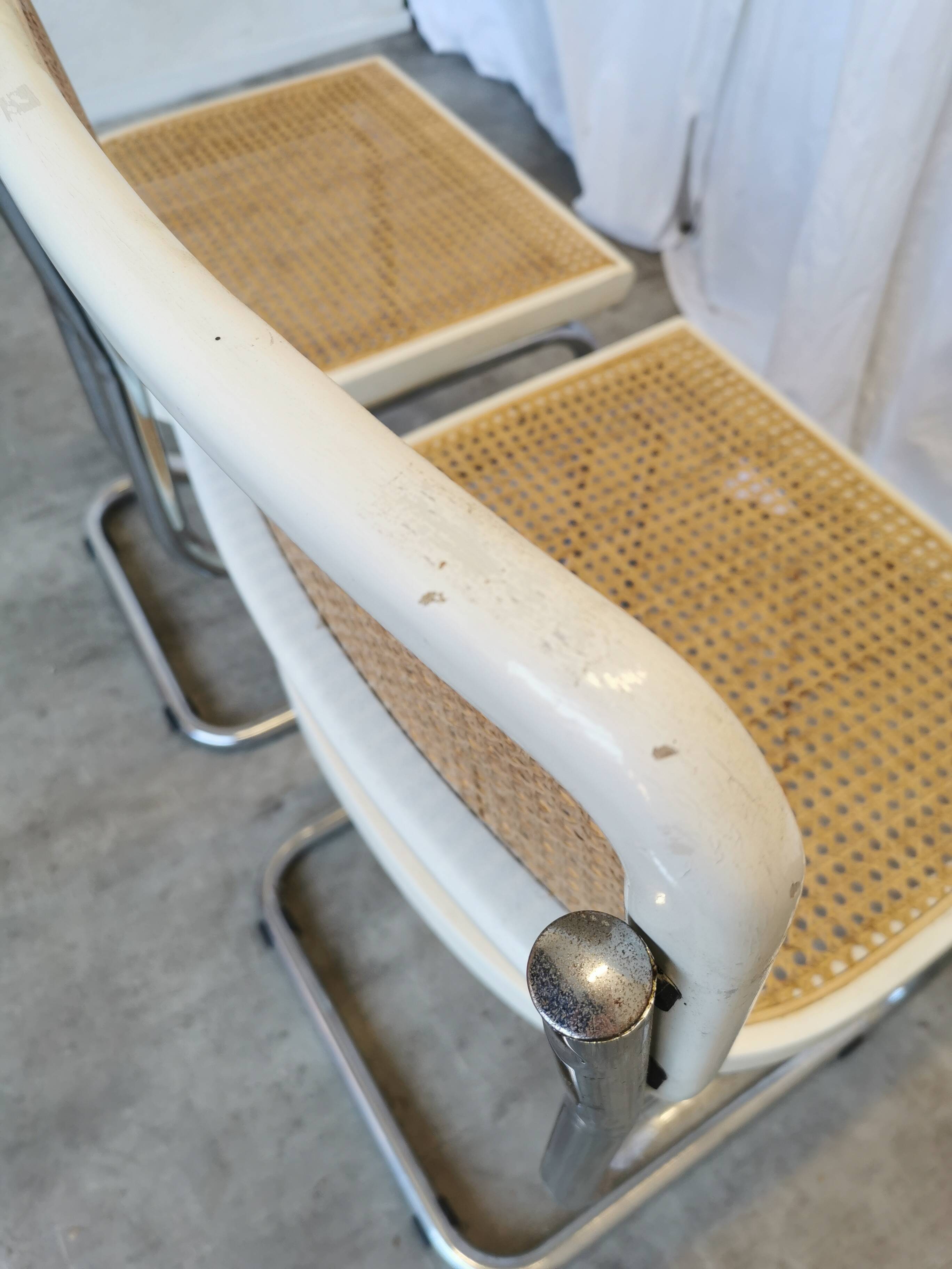 Ensemble de 2 chaises Cesca vintage de Marcel Breuer : chaises de salle à manger en osier style Mid-Century Modern