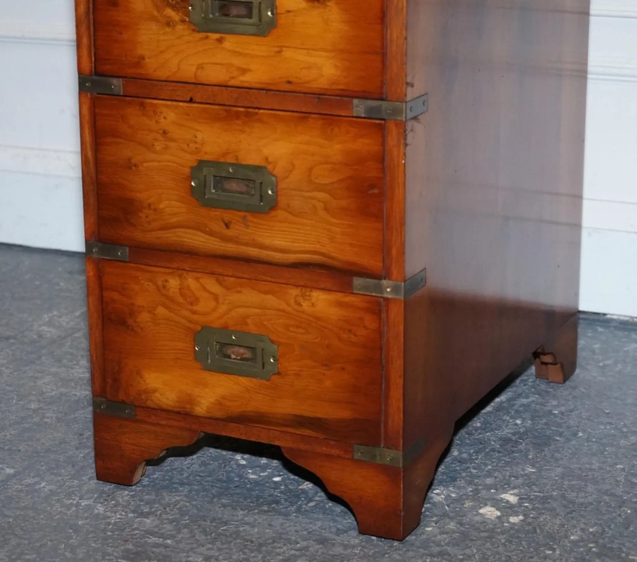 Vintage Military Campaign Twin Desk in Yew Wood