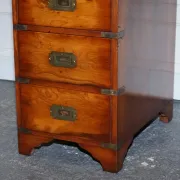 Vintage Military Campaign Twin Desk in Yew Wood