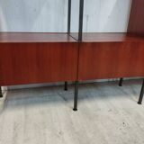 Scandinavian modular shelf bookcase in teak and black metal