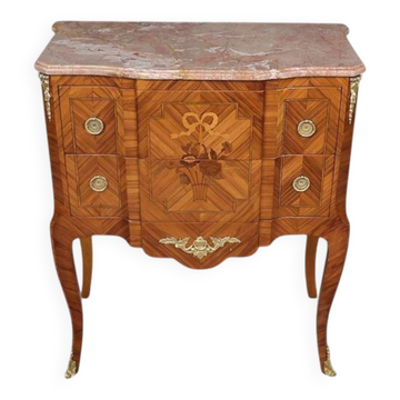 Rosewood marquetry commode, Louis XV Louis XVI transition style – mid 20th century