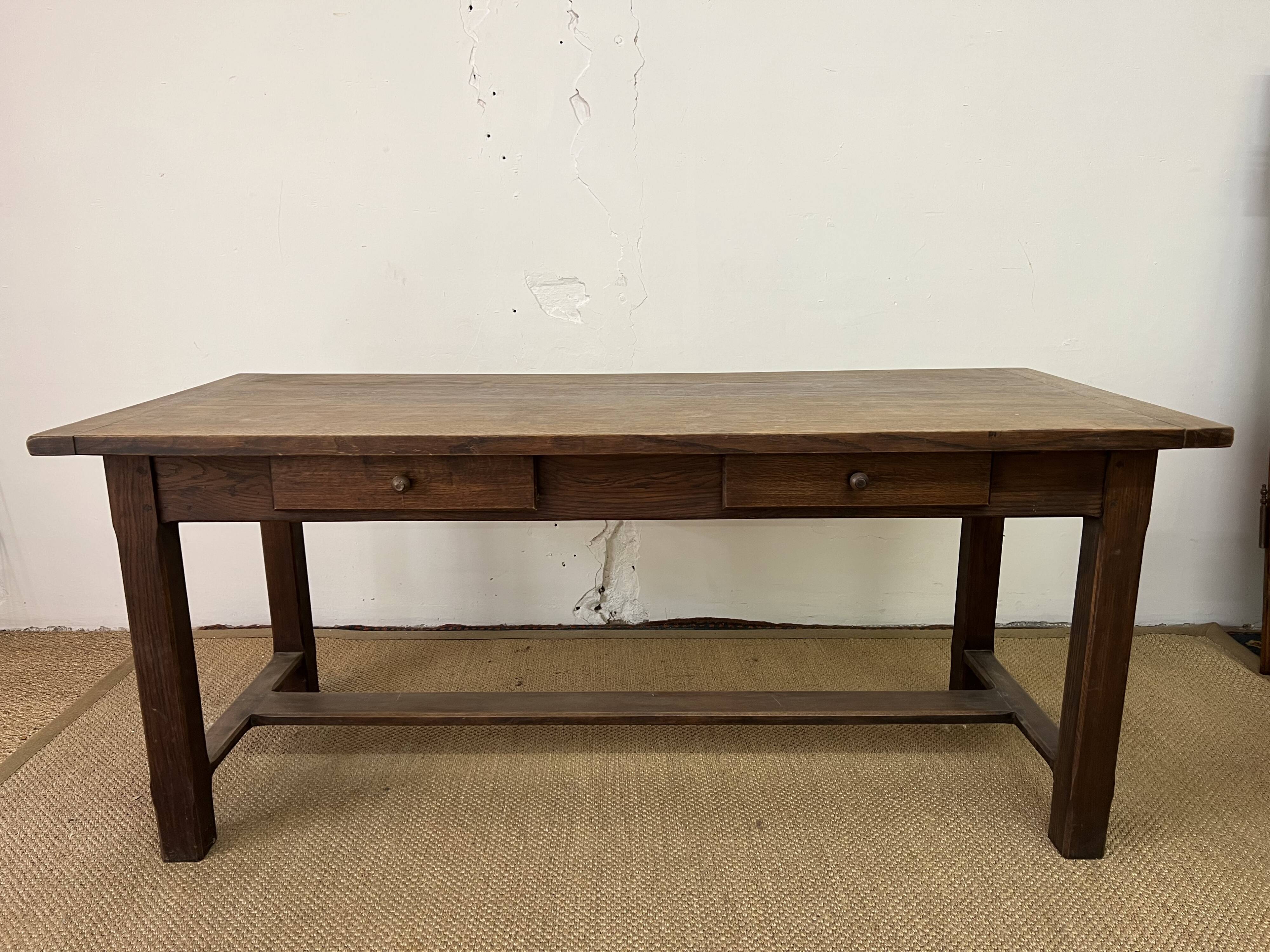 Wooden farmhouse table