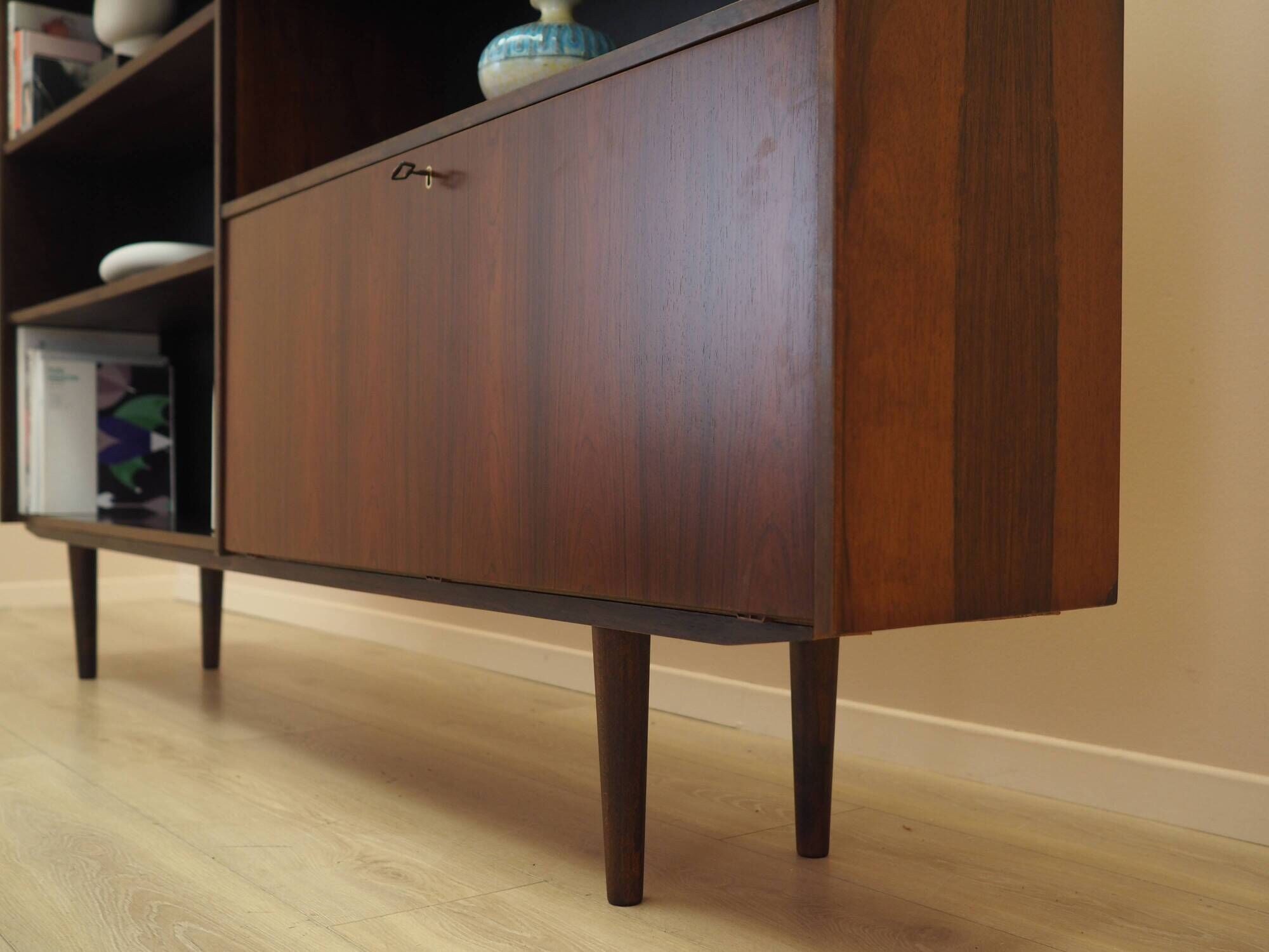 Bookcase with bar cabinet, rosewood veneer, Denmark, 1970s