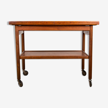 Rolling table, service, Danish expandable and double-level, teak 1960.