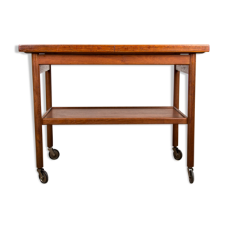 Rolling table, service, Danish expandable and double-level, teak 1960.