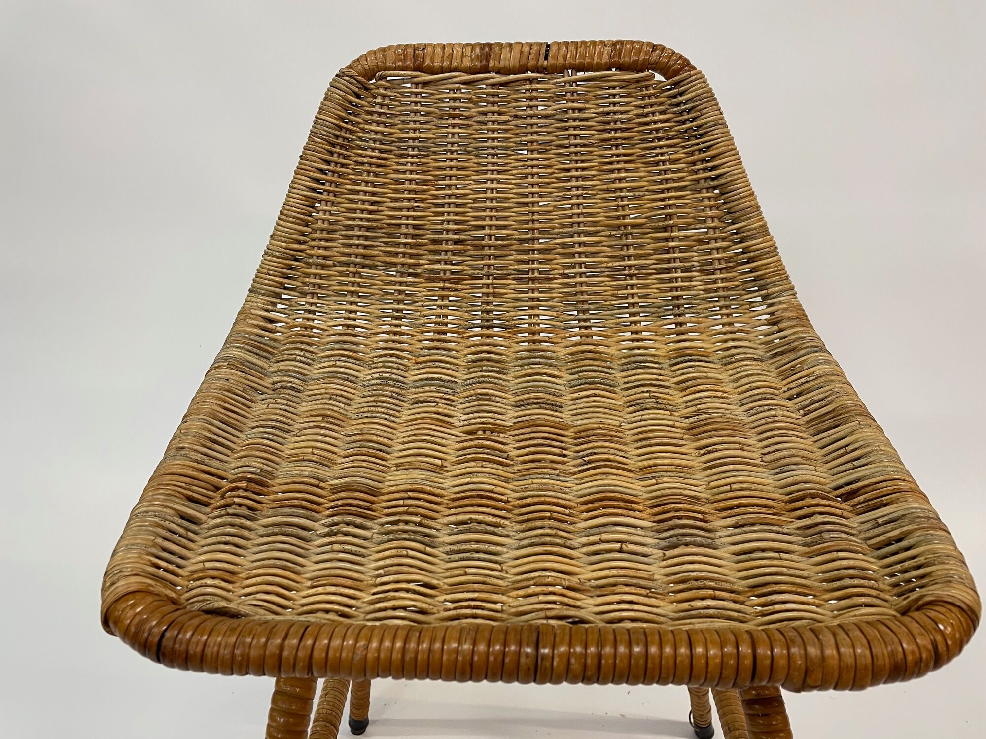 Suite of six vintage bar stools in rattan design Rohe 1960