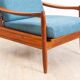 Fauteuil Teak années 60 Bleu