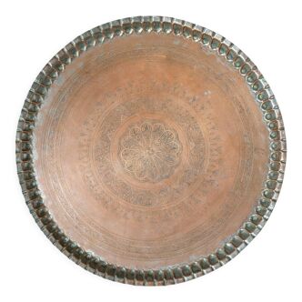 Moroccan tray for copper tea engraved early twentieth century