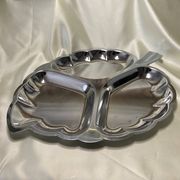 Plat inox forme feuille