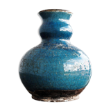 Pot ceramic glazed and cracked blue
