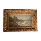 Huile sur bois signée Rollet XIXème