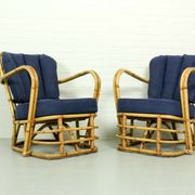 Ensemble rare de salon de rotin de milieu du siècle