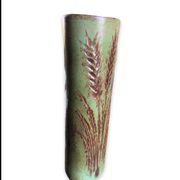 Vase rouleau fond vert midcentury, La Poterie PÉrigourdine