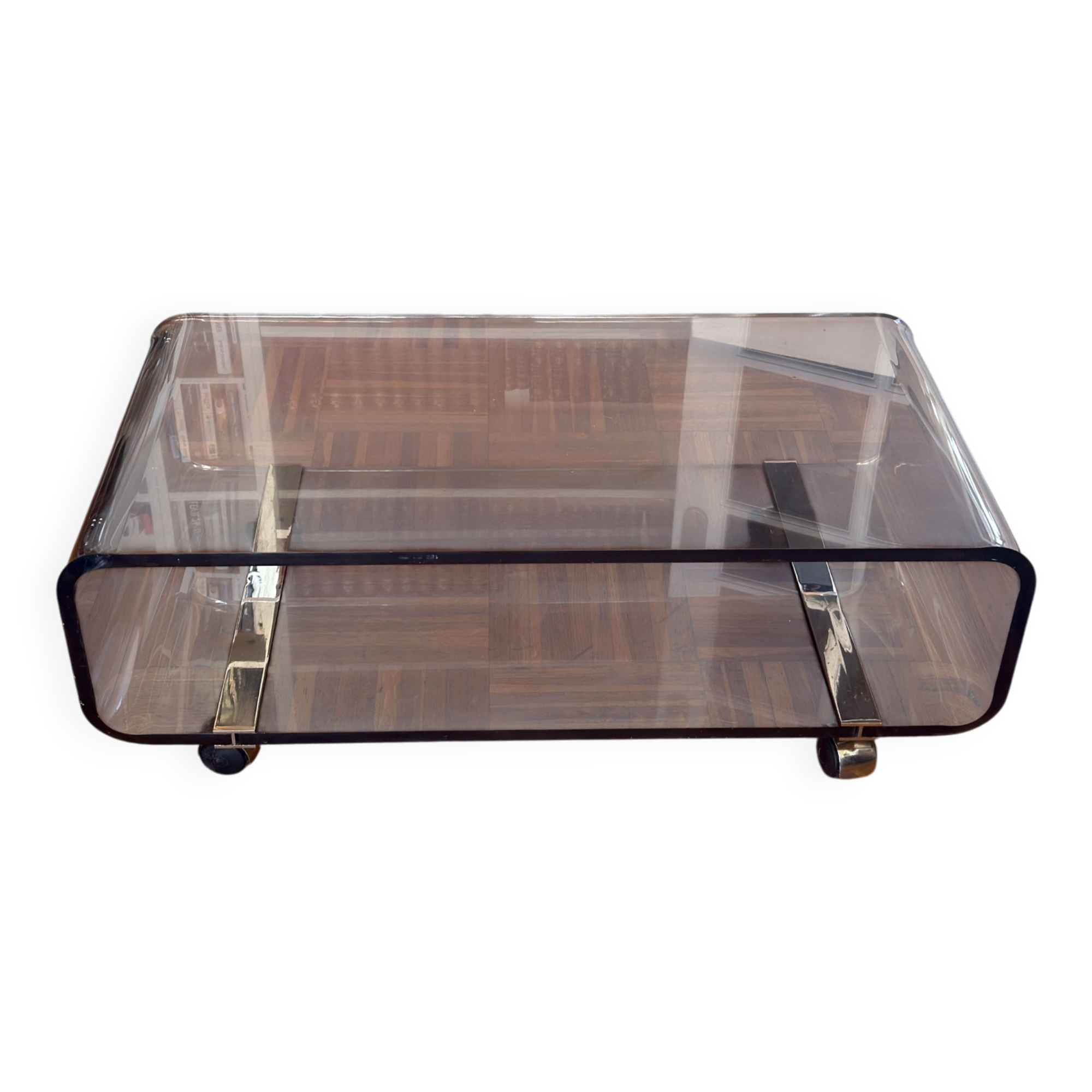 Table basse en Plexiglas fumé Michel Dumas