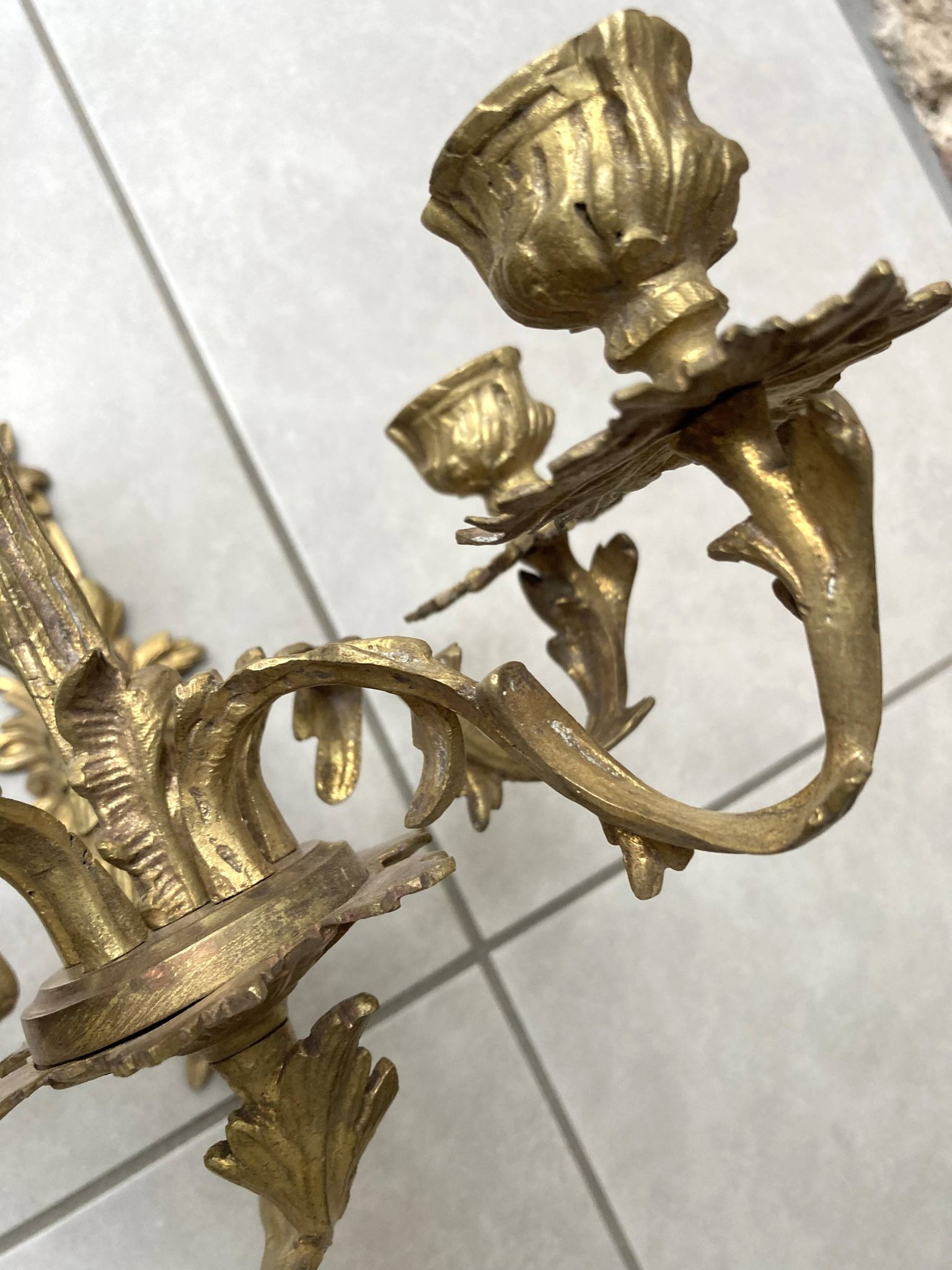 Pair of 5-light gold wall candlesticks