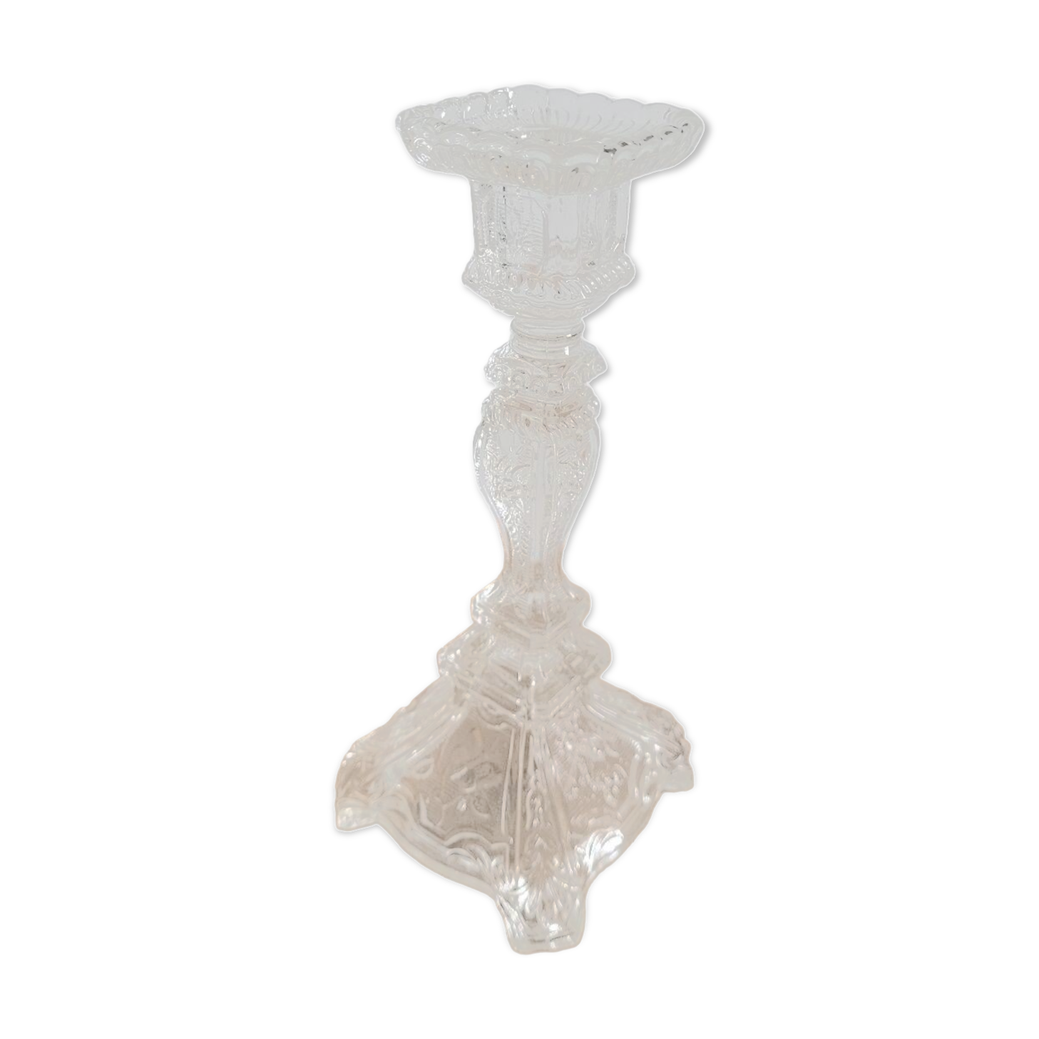 Large bucolic glass candlestick