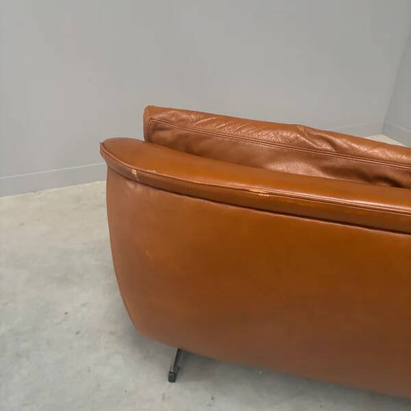 Cognac leather ESA lounge sofa, Denmark 1970s