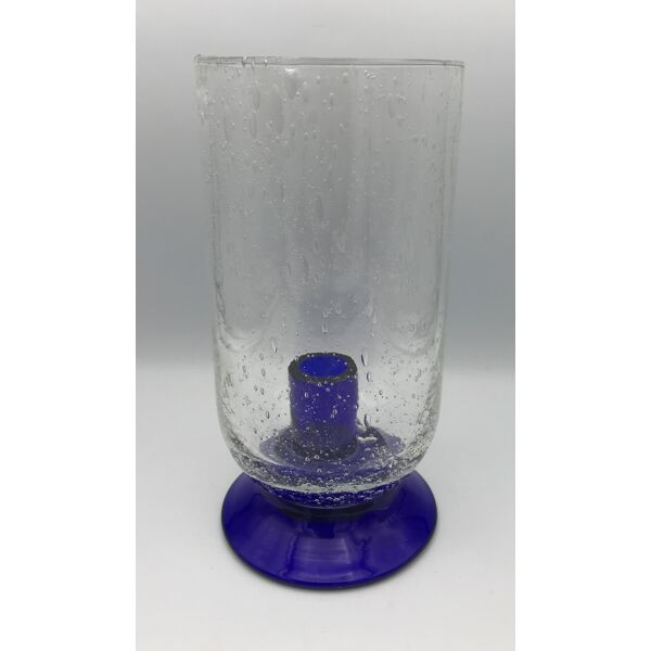Large jar jar photophore base blue foot in translucent glass with bubble  effect 23 cm | Selency