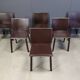 Vintage brown leather dining chairs, set of 6, 1980s