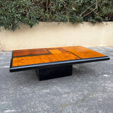 70s elm burl coffee table