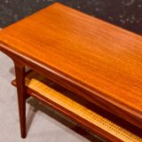 Teak Coffee table by with a rattan rack