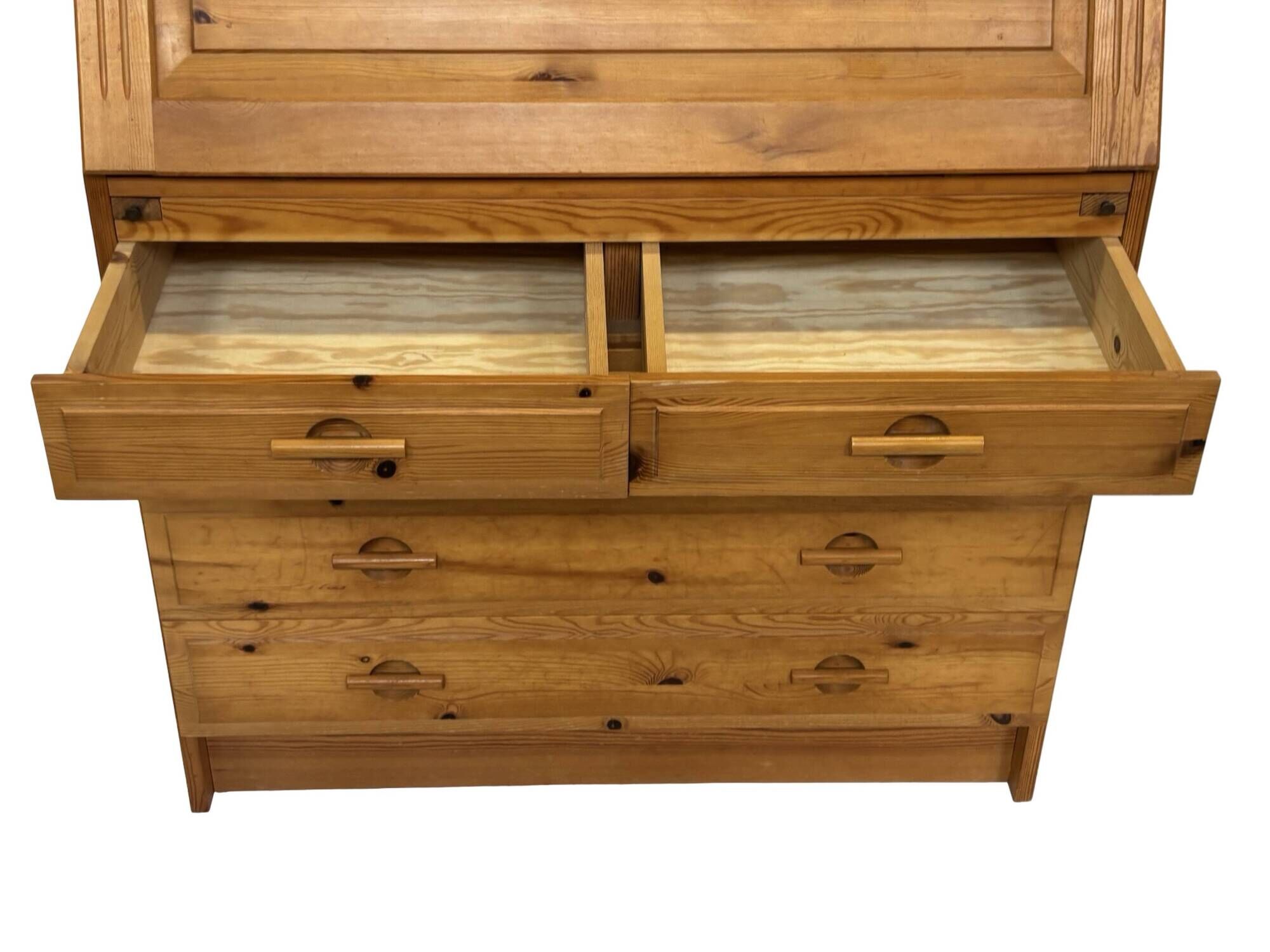 Vintage pine secretaire workstation desk, 1980s design