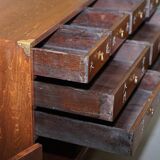 Elm apothecary cabinet with cupboard base