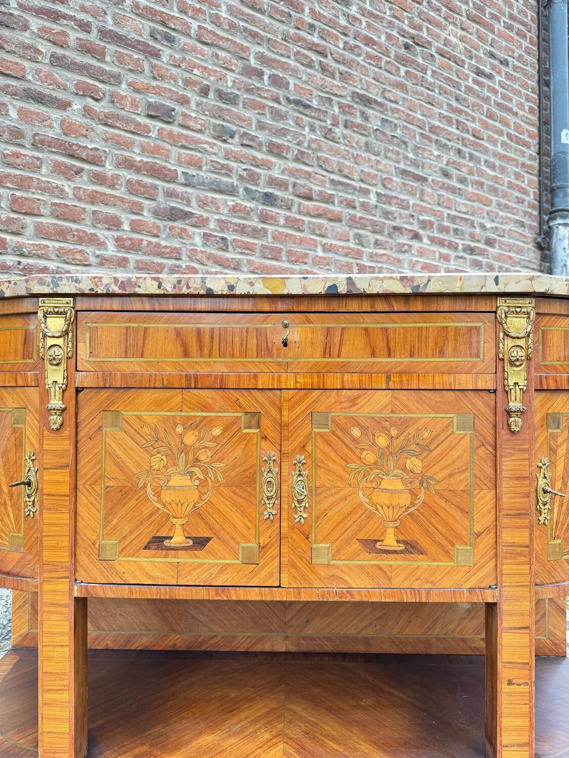 Console, Serving In Marquetry Louis XVI Style XIX Eme Century