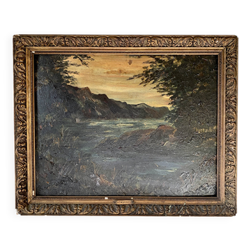 Oil on wood, moulded frame