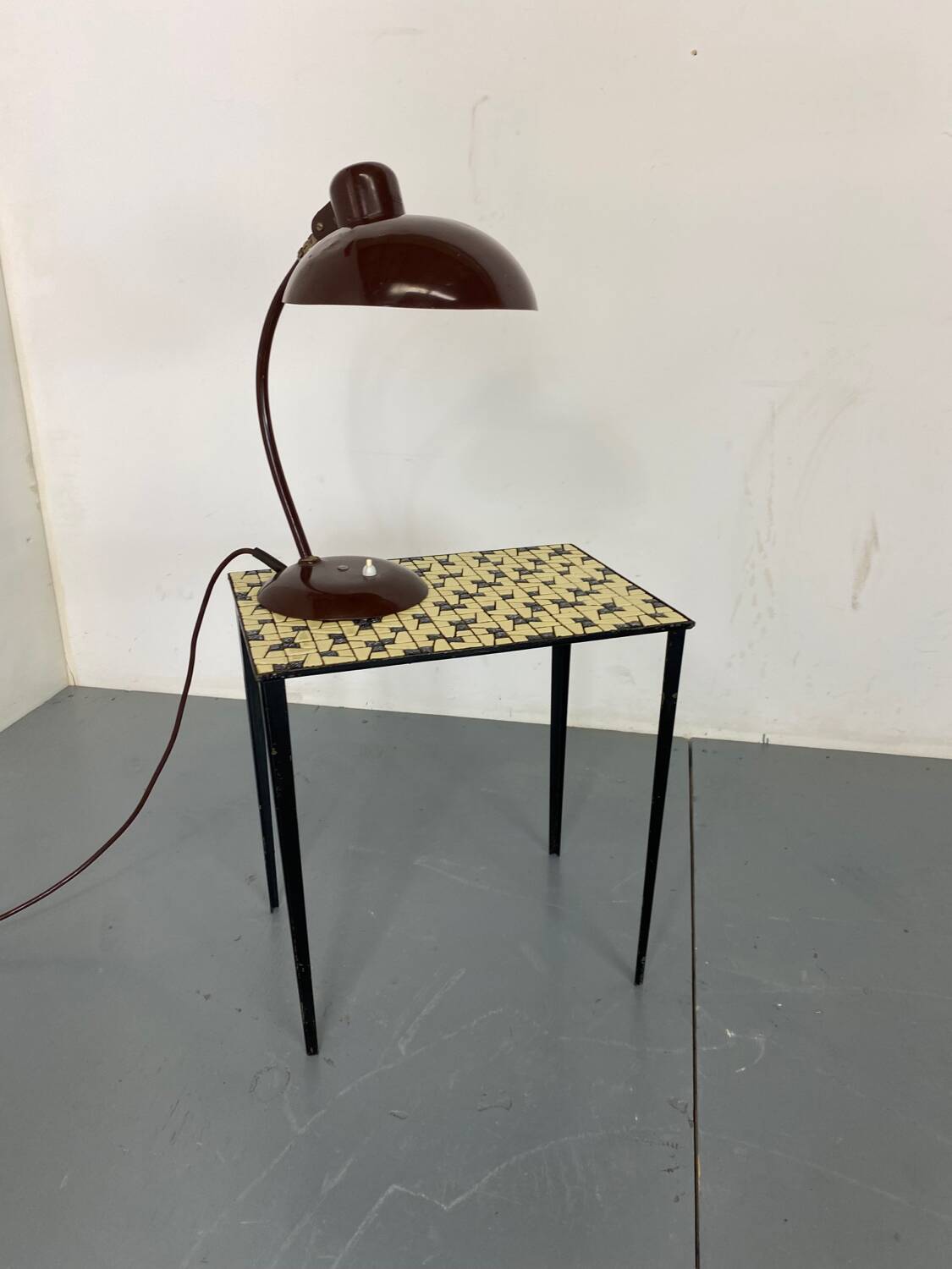 Vintage Modernist Mosaic Ceramic and Steel Side Table, 1950s