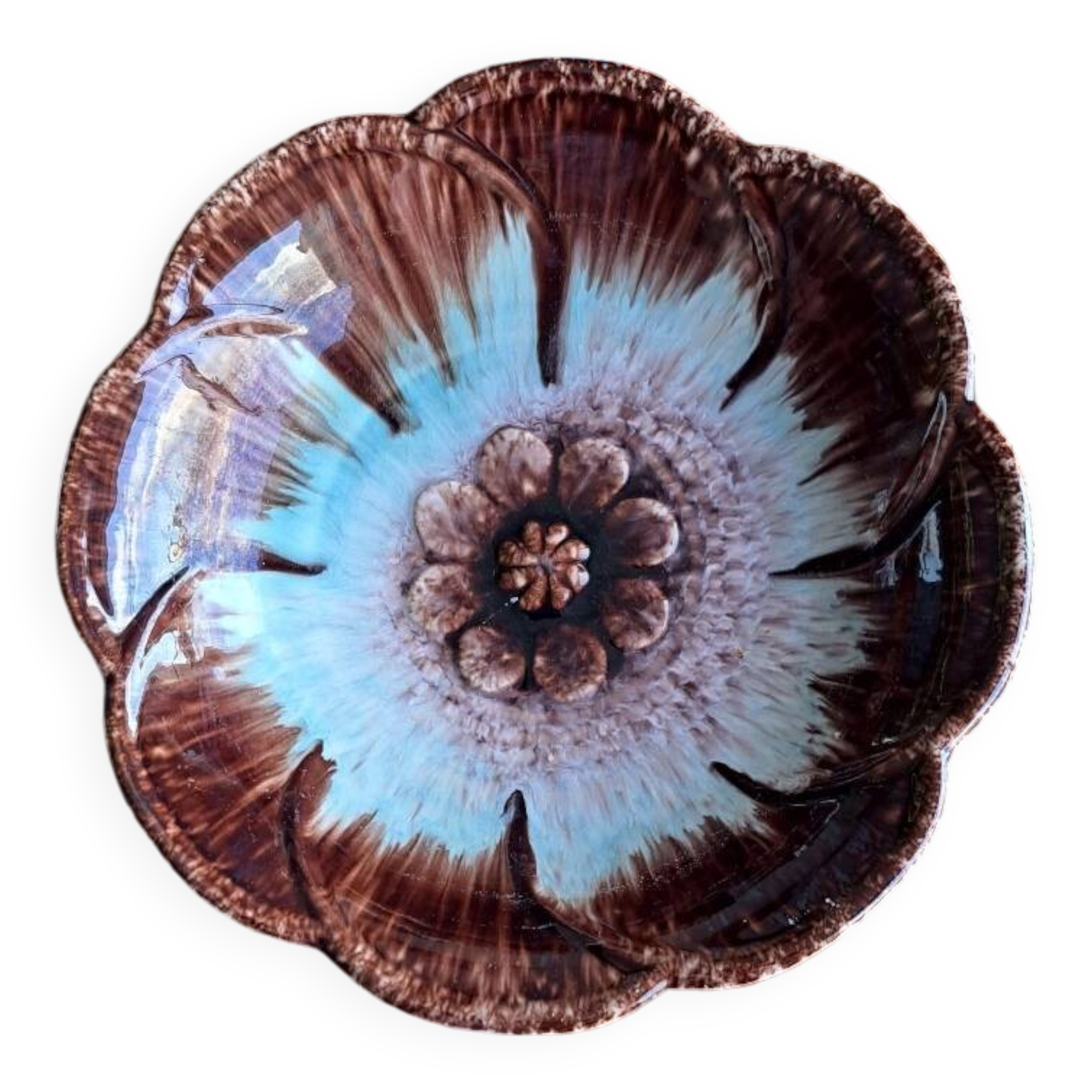 Plat céramique fleur west germany