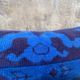 Vintage Turkish Wool Lumbar Pillow, Handmade Blue Geometric Rug Cushion