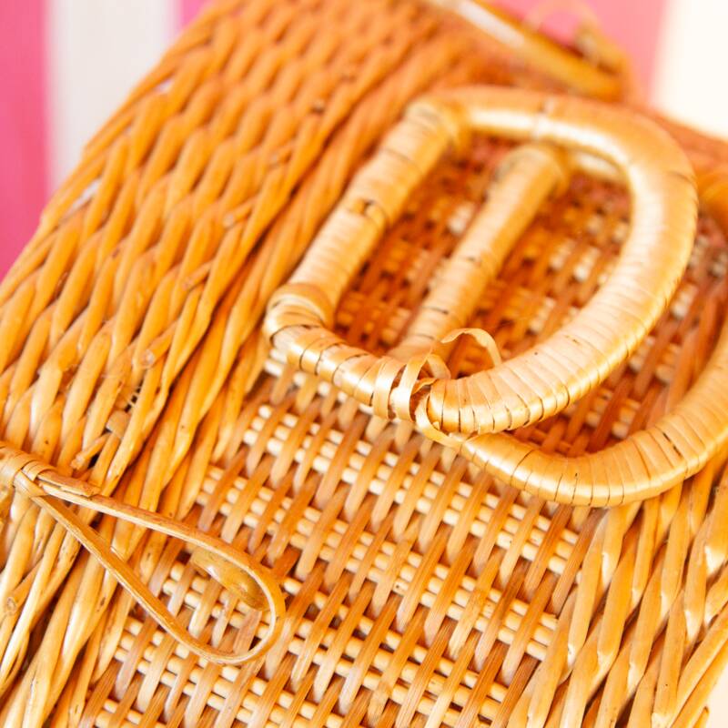 Round wicker suitcase