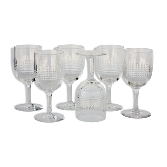 Série de 6 verres à eau en cristal de Baccarat modèle Nancy