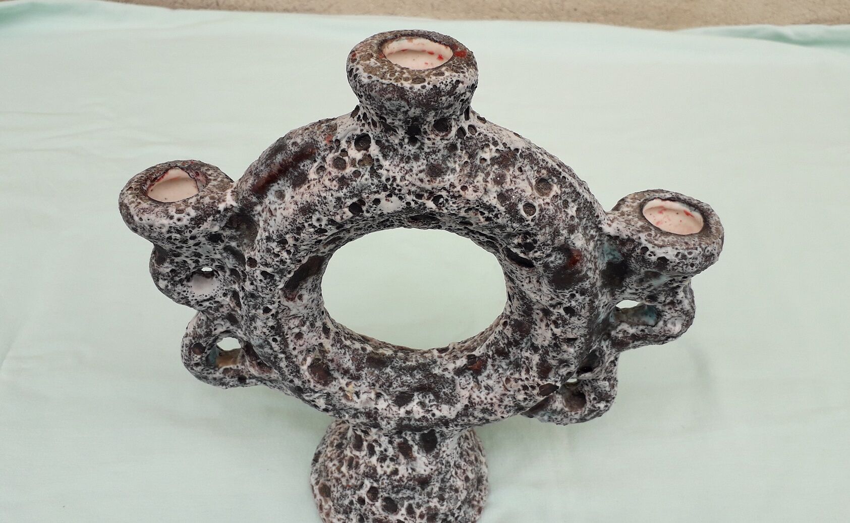 Ceramic candle holder fat lava