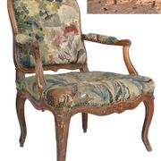 Louis XV period cabriolet armchair stamped MDLP by Martin Delaporte