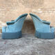 Pair of toad armchairs in blue velvet
