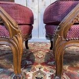 Pair of Louis XV style armchairs - bergères in canework