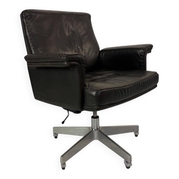 Fauteuil pivotant en cuir vintage De Sede DS 35, Suisse, années 1970