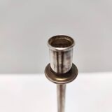 Minimalist Pair of Silver Plated Metal Candleholders in the Style of Sabattini