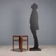 Table basse Art déco ancienne en noyer avec plateau en verre, Italie, XXe siècle