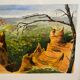 Old painting jean laville st germain roussillon + wooden frame
