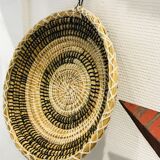 Berber ethnic basket casa black and white wool