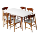Vintage dining table set with 6 wooden chairs from the 1960s modernism