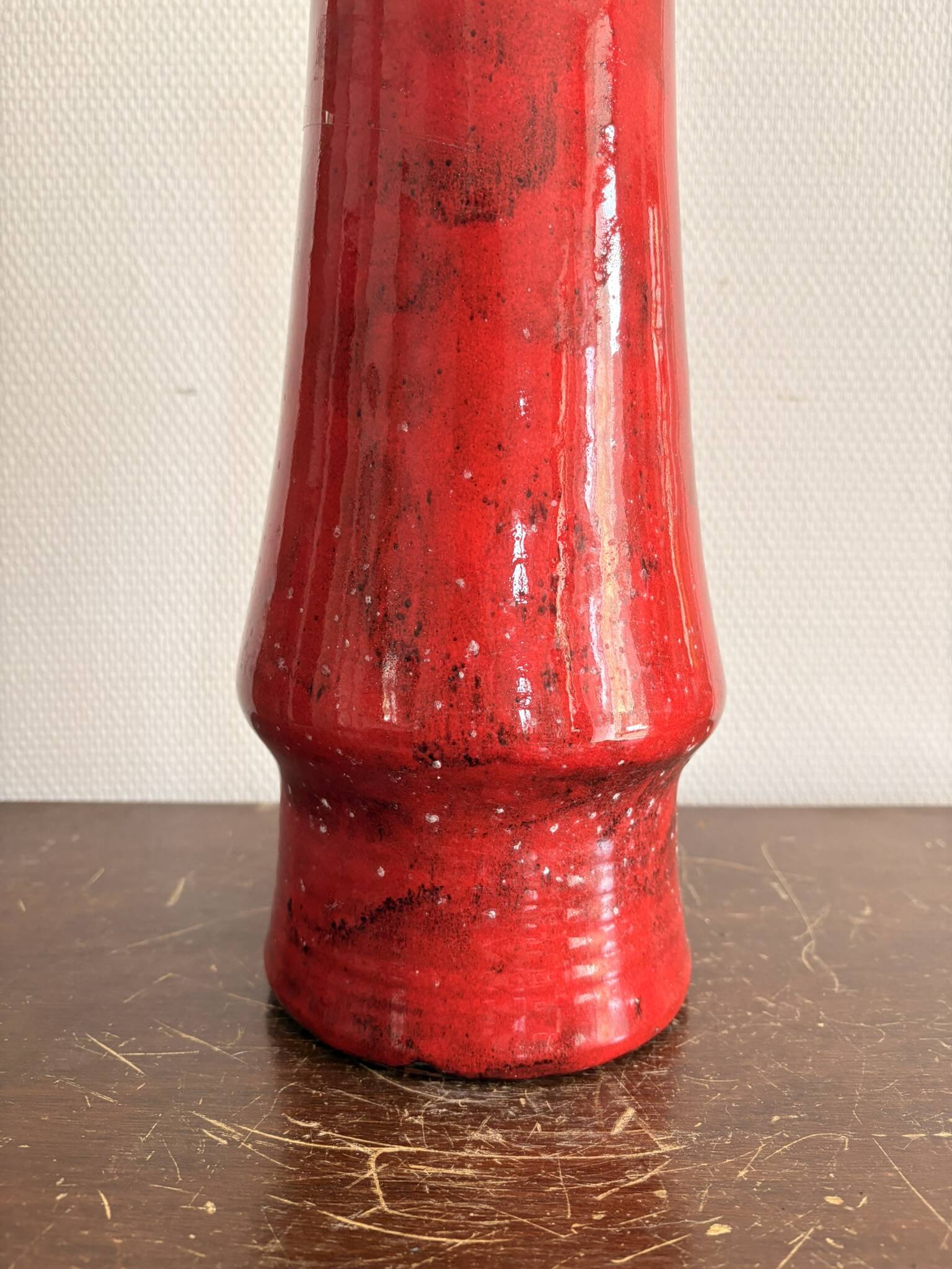 Red Volcanic Vase Selenium Spotted 1970s West Germany Mid Century