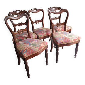 Lot de 5 chaises anciennes - acajou massif